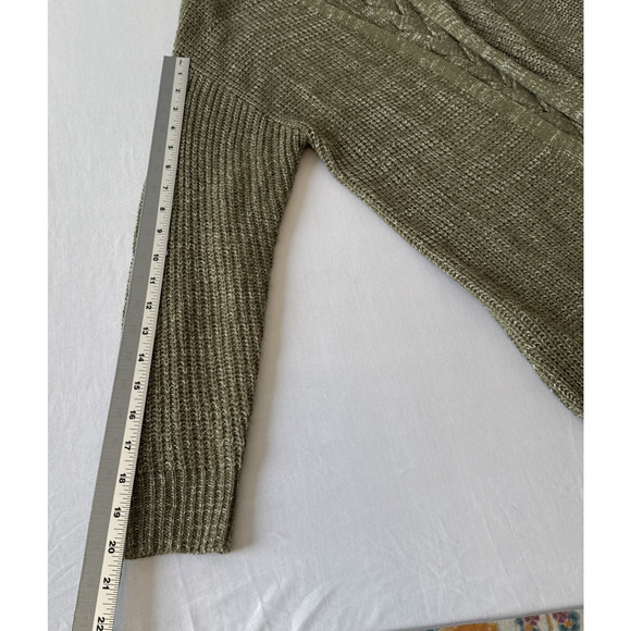 Love Ellie Women's M Boho Lace Up Back Open Front Knit Cardigan Comfy Fall Olive - Picture 8 of 9